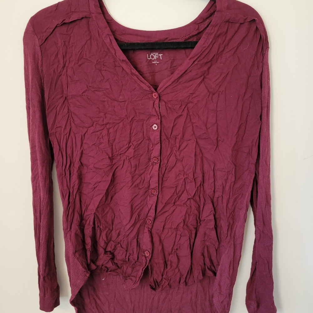 LOFT magenta long sleeve button shirt
